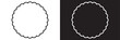© Kakal CF ID 4016033 - Scalloped circle shape and frame icon. Clipart image isolated on white and black background. Flower silhouette lace frame.