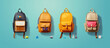 share types of bags and stationery educational concept