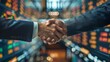 © Purichaya - Financial advisors shaking hands in a dynamic stock exchange environment, sealing a major investment deal