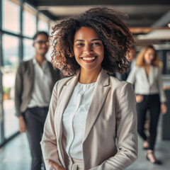 attractive young black woman businesswoman headshot portrait, business, career, success,