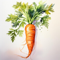 Wall Mural - Watercolor illustration of fresh carrot. Healthy farm vegetable. Vegan, organic food. Hand drawn art