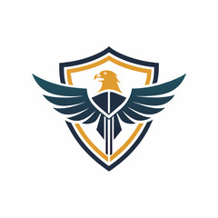 Sticker - Creative law firm vector art illustration with a Shield and Eagle icon logo design.
