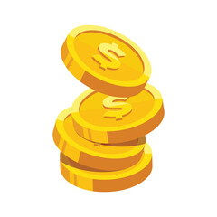 Wall Mural - gold coin with dollar us currency sign vector illustration isolated on white background. business an