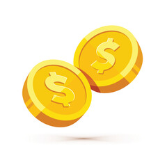 Wall Mural - gold coin with dollar us currency sign vector illustration isolated on white background. business an