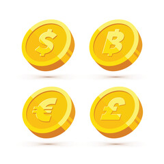 Wall Mural - gold coin with currency sign vector illustration isolated on white background. business and finance 