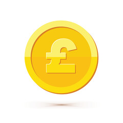 Wall Mural - gold coin with british pound currency sign vector illustration isolated on white background. busines