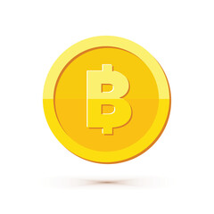 Wall Mural - gold coin with thai baht currency sign vector illustration isolated on white background. business an