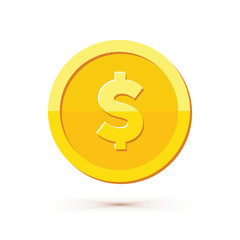 Wall Mural - gold coin with dollar us currency sign vector illustration isolated on white background. business an