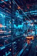 © mariiaplo - Futuristic Financial Data Visualization on Digital Screens in Server Room