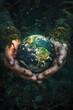 Planet earth in hands. Selective focus.