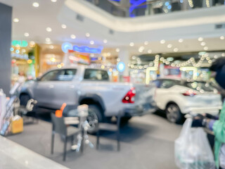 Wall Mural - Blurred image of people walking and shoping at atmosphere of shopping in a leading shopping center decorated in a modern way.