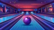 A bowling ball on a lane with pins Banner of bowling game Sport concept