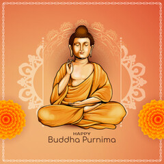 Canvas Print - Beautiful Happy Buddha Purnima religious Indian elegant festival card