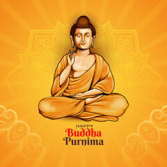 Wall Mural - Happy Buddha Purnima traditional Indian festival card