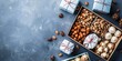 © Anastasiia - Subscription box with gourmet snacks trendy accessories and highquality digital photography. Concept Subscription Boxes, Gourmet Snacks, Trendy Accessories, High-Quality Photography