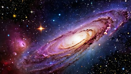 Wall Mural - Abstract cosmic voyage background with spacecraft exploring distant galaxies and nebulae.