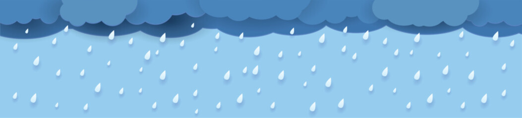 Wall Mural - heavy rain in dark sky, rainy season, clouds and storm