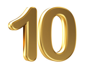 3d gold number 10