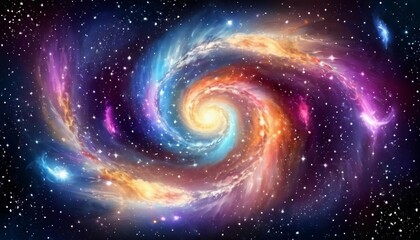 Wall Mural - Abstract celestial symphony background with swirling galaxies and cosmic music notes.