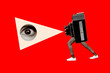 © deagreez - Composite collage image of retro vintage photo camera walking legs eye watch fantasy billboard comics zine minimal