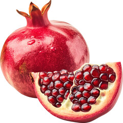 Wall Mural - Ripe pomegranate isolated on transparent background.