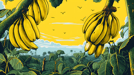 Digital modern banana minimalist illustrator abstract graphic poster background
