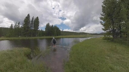 Poster - Entering an Outlet from a Lake in Yellowstone National Park