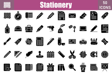 Sticker - Stationery Icons Set.Perfect Pixel.Vector Illustration