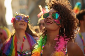 Sticker - The pulsating energy of the Pride celebration electrified the crowded streets, transforming them into vibrant avenues of inclusivity and acceptance within the LGBTQ community