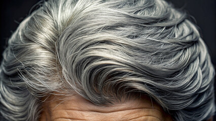 Wall Mural - Detailed view of grey hair showing aging and texture
