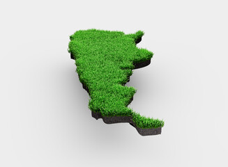 Wall Mural - Argentina Map Soil Land Geology Cross Section Green Grass And Rock Ground Texture 3d Illustration