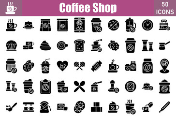 Poster - Coffee Shop Icons Set.Perfect Pixel.Vector Illustration