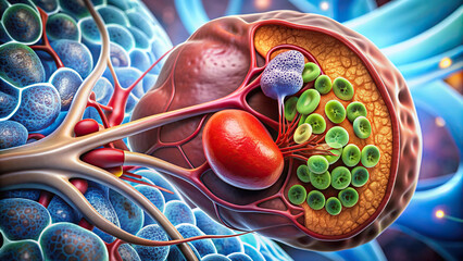 Wall Mural - Detailed shot of a spleen, emphasizing its role in blood cell formation 