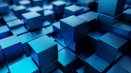 Wall Mural - abstract background with blue cubes, 3d wallpaper 