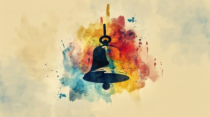 Wall Mural - Alarm bell flat design, top view, bell theme, water color, Complementary Color Scheme