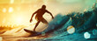 Close up of surfer on the the wave. Seascape view. Generative ai