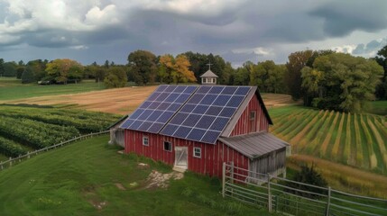 Wall Mural - Rural Renewal: Contrast the bucolic charm of rural landscapes with the modernity of renewable energy installations, showcasing how clean energy revitalizes rural communities --ar 16:9