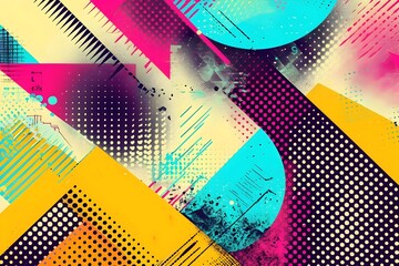 Aufkleber - Abstract Vibrant Colorful Geometric Digital Art Pattern Backdrop