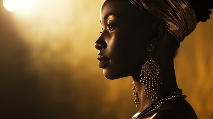 Regal Beauty: African Nubian Queen in Profile