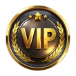 © MD NAZMUL - Shiny Black and Gold VIP Badge Emblem, isolated on white and transparent background