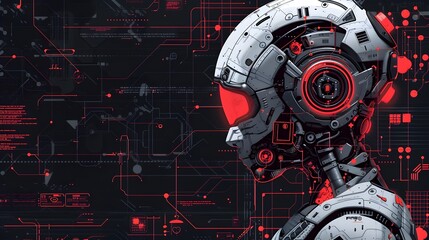 Leinwandbilder - Formidable Cybernetic Sentinel Guarding Futuristic Digital Realm