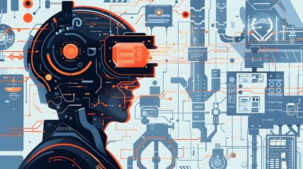 Leinwandbilder - Futuristic Digital Brain Artificial Intelligence and Technology Concept