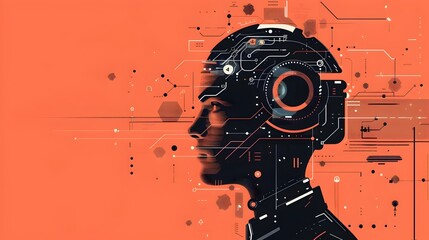 Leinwandbilder - Futuristic Digital Cyborg Mind Transformation Concept Visualization