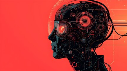 Aufkleber - Futuristic digital intelligence representing the advancements in artificial technology and robotic systems