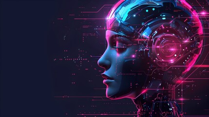 Aufkleber - Futuristic Powered Digital Mind and Visualization
