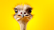 ostrich head on a yellow background