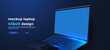 Modern Laptop with Blue Screen and Illuminated Keyboard. Modern laptop with a blue screen and illuminated keyboard on a dark background. Perfect for tech-related content, showcasing gadgets. Vector