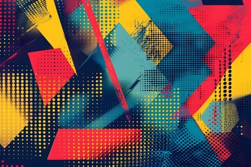 Aufkleber - Vibrant Geometric Abstract Design with Overlapping Shapes and Gradient Color Scheme