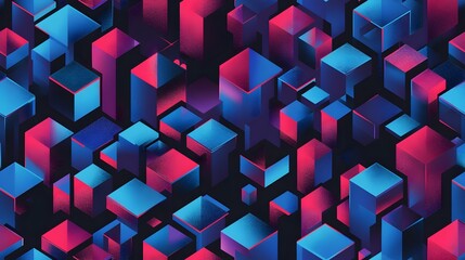Aufkleber - Vibrant Geometric Abstract with Colorful Cubes and Shapes Forming a Futuristic Digital Backdrop or Wallpaper Design