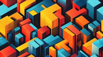 Leinwandbilder - Vibrant Geometric Cube Arrangements in a Modern and Futuristic Architectural Design